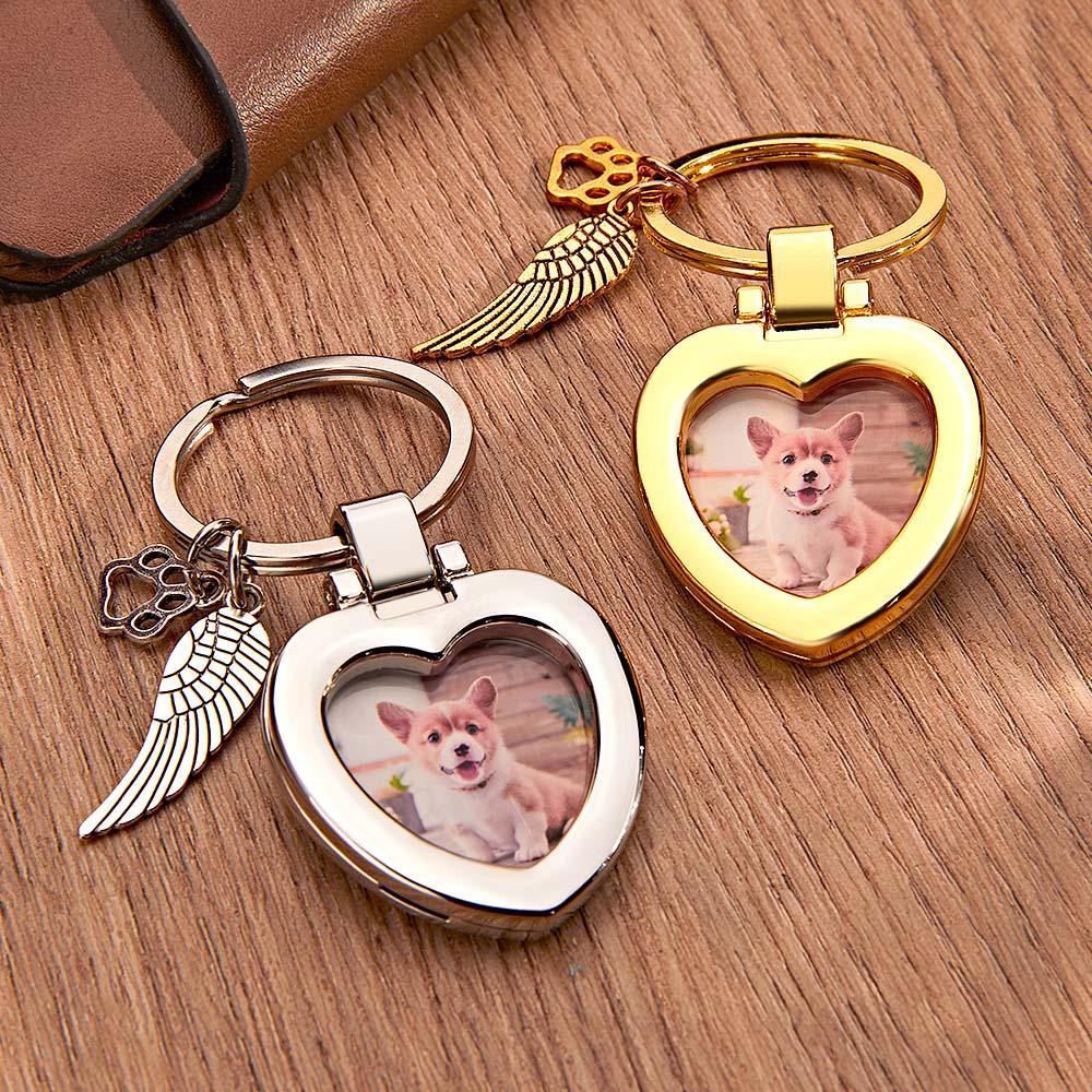 Portachiavi Con Foto Personalizzato Con Ala E Zampa D'angelo, Regali Commemorativi Personalizzati Per Animali Domestici - soufeelit