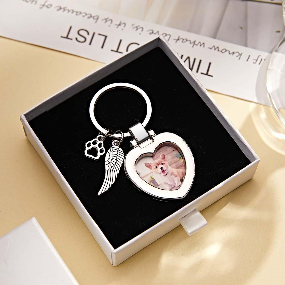 Portachiavi Con Foto Personalizzato Con Ala E Zampa D'angelo, Regali Commemorativi Personalizzati Per Animali Domestici - soufeelit
