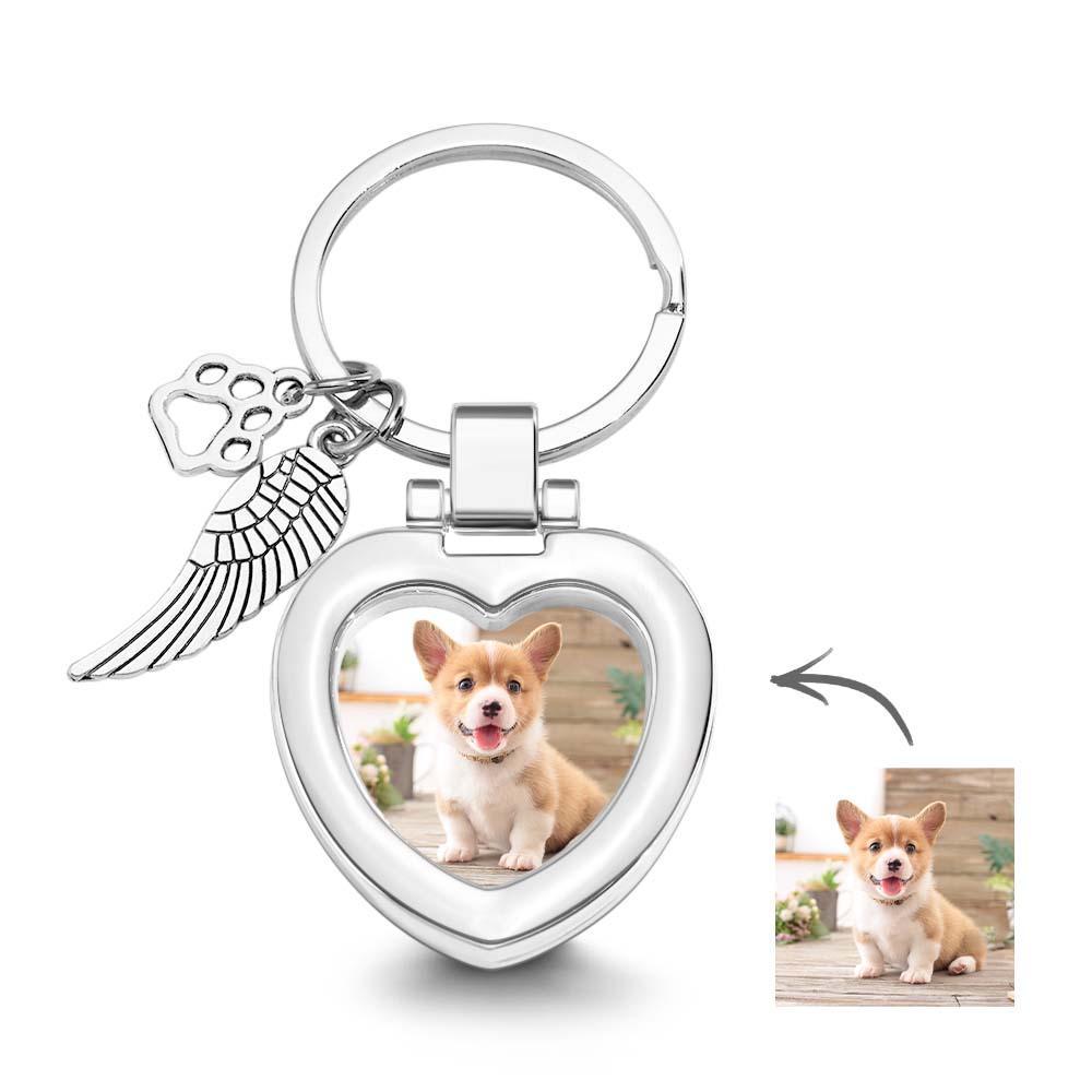 Portachiavi Con Foto Personalizzato Con Ala E Zampa D'angelo, Regali Commemorativi Personalizzati Per Animali Domestici - soufeelit