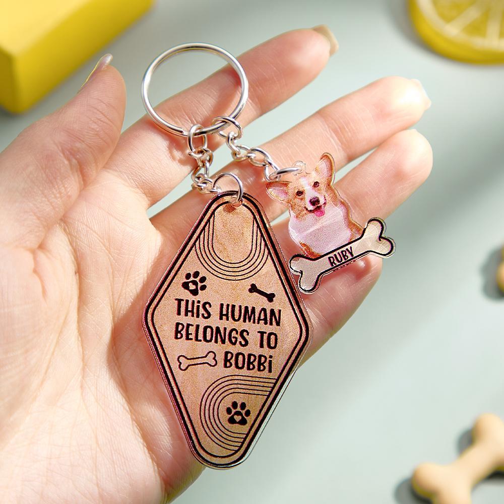Portachiavi Personalizzato Con Foto Di Osso Di Cane, Regalo Con Testo Personalizzato Per Gli Amanti Degli Animali Domestici - soufeelit