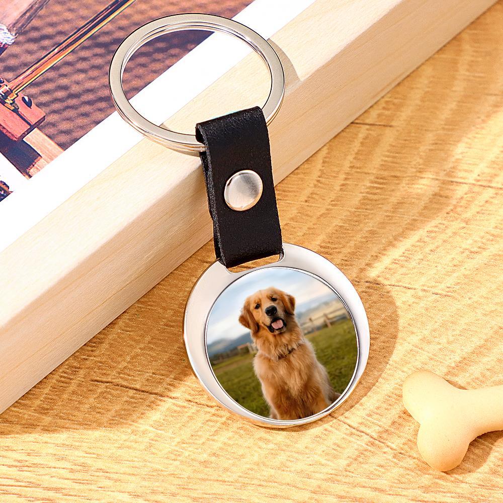 Portachiavi Con Foto Personalizzato Con Testo Portachiavi In pelle Vintage Per Gli Amanti Degli Animali Domestici - soufeelit