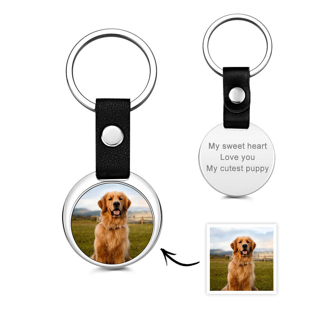 Portachiavi Con Foto Personalizzato Con Testo Portachiavi In pelle Vintage Per Gli Amanti Degli Animali Domestici - soufeelit
