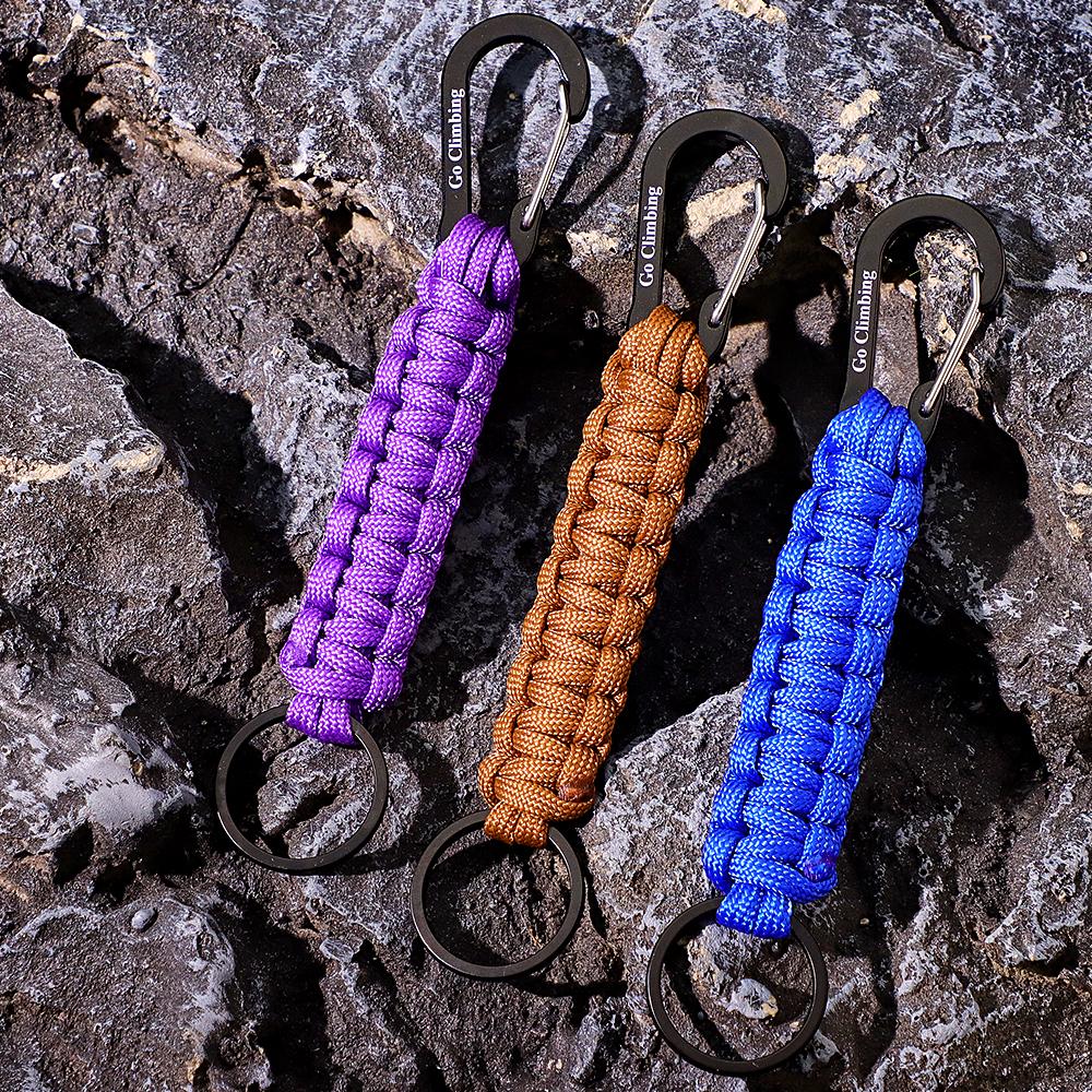 Portachiavi Inciso Con Moschettone Portachiavi In ​​paracord Intrecciato Creativo Per Uomo - soufeelit