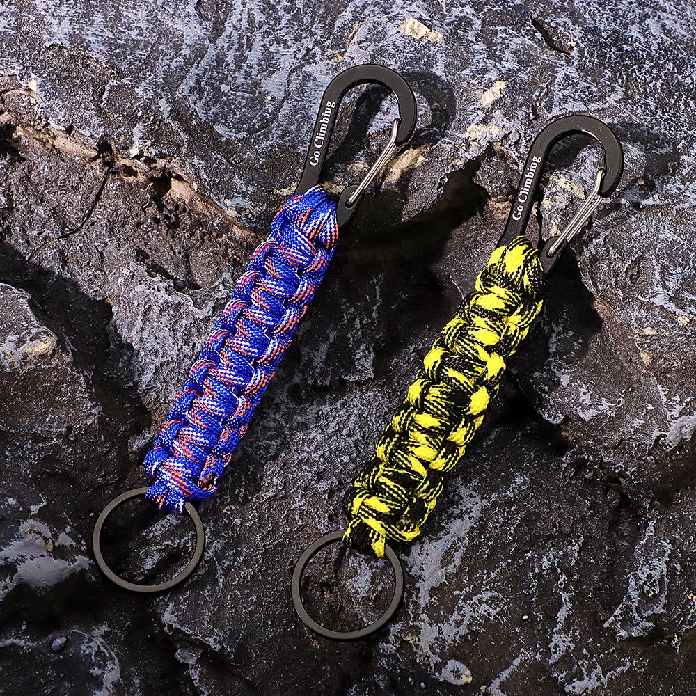 Portachiavi Inciso Con Moschettone Portachiavi In ​​paracord Intrecciato Unico Per Uomo - soufeelit
