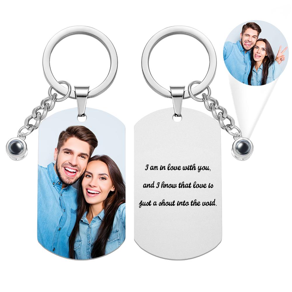 Portachiavi Con Proiezione Personalizzata Di Foto Con Incisione Per Coppia Semplice, Regalo Commemorativo - soufeelit