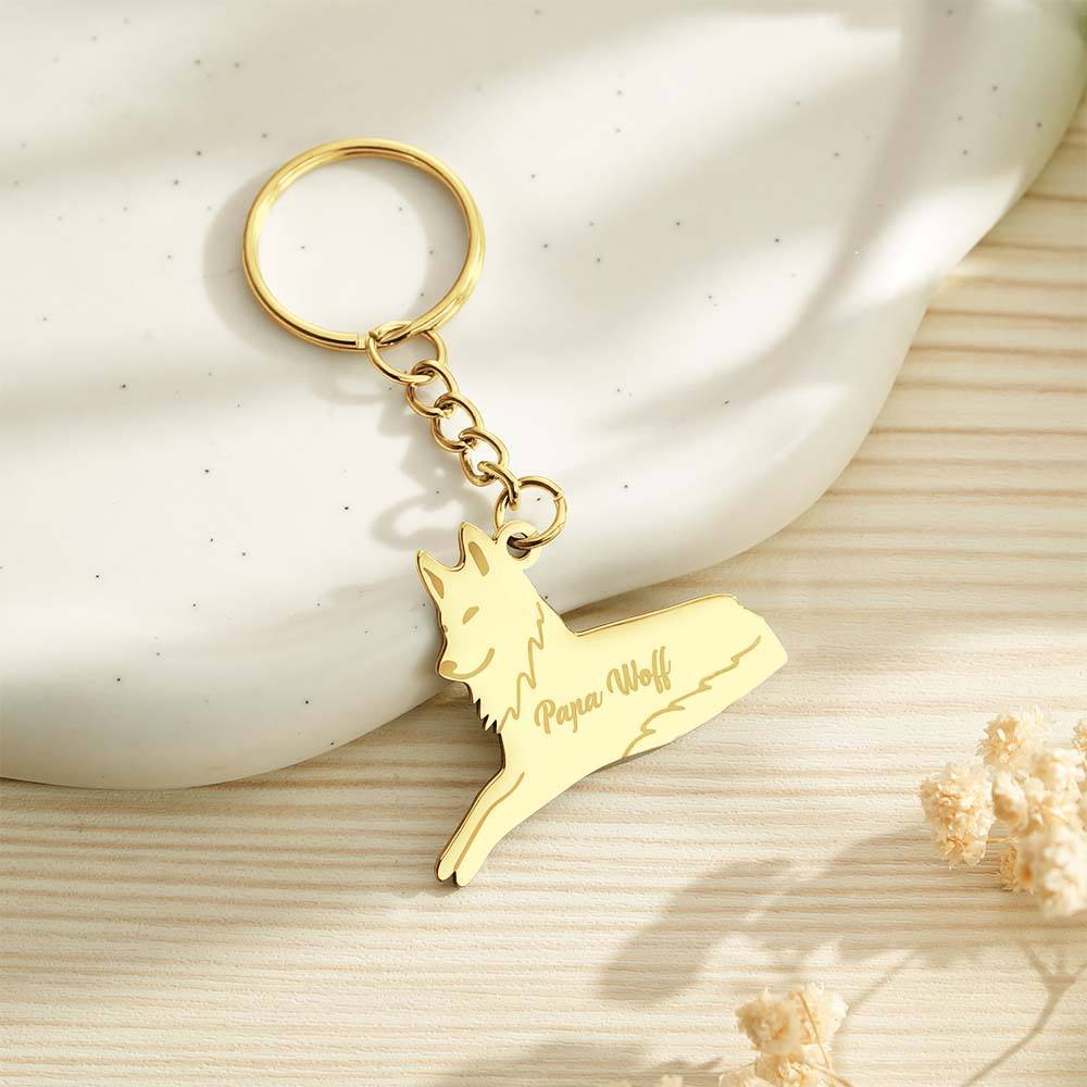Portachiavi Lupo Personalizzato Con Nomi Di Famiglia Incisi, Regalo Per La Famiglia - soufeelit