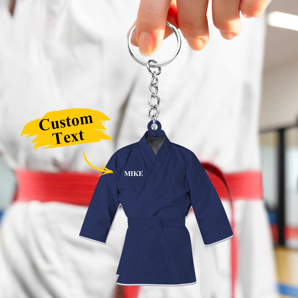 Portachiavi Acrilico Uniforme Da Karate Personalizzato Con Testo Regalo Unico Per Combattente Di Taekwondo - soufeelit