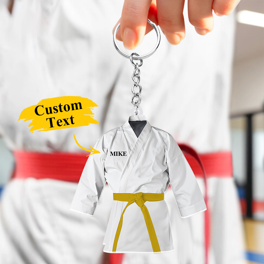 Portachiavi Acrilico Uniforme Da Karate Personalizzato Con Testo Regalo Unico Per Combattente Di Taekwondo - soufeelit
