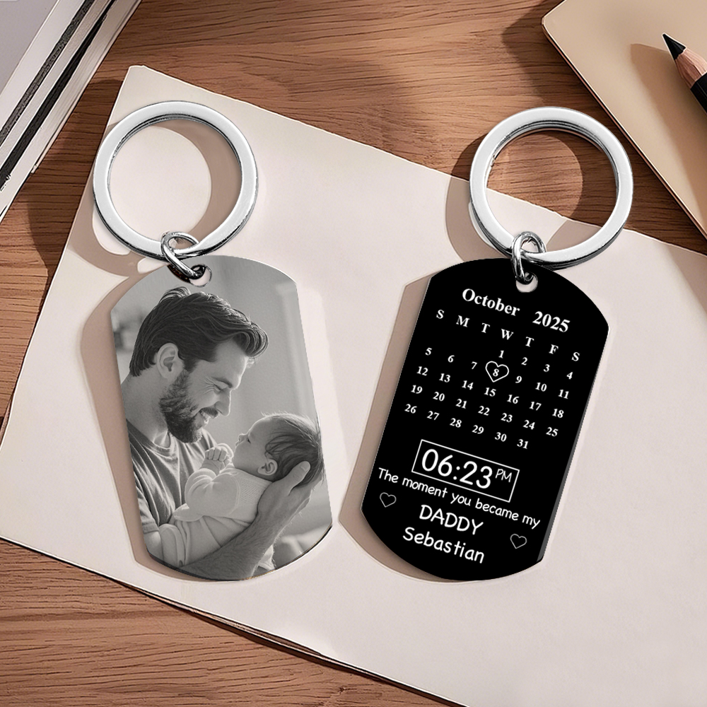 Regali Per La Festa Del Papà Calendario Fotografico Personalizzato Nero Il Momento In Cui Sei Diventato Mio Padre - soufeelit
