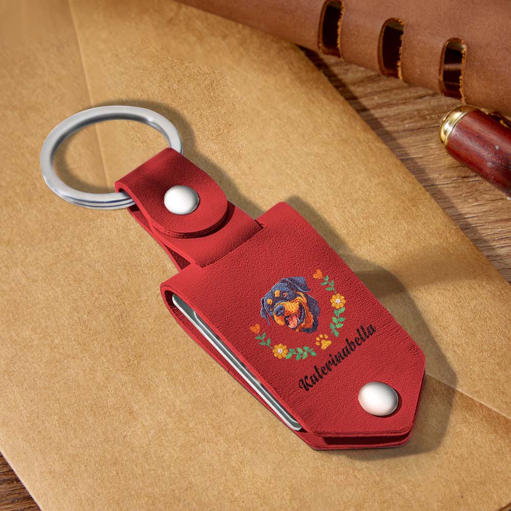 Portachiavi Con Avatar Per Animali Domestici Ricamato Personalizzato, Ritratto Di Cane In Pelle Personalizzato, Regalo Commemorativo Per Animali Domestici - soufeelit