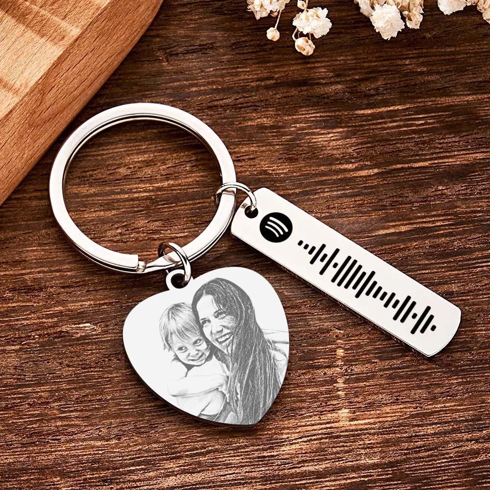 Portachiavi Con Calendario Personalizzato Giorno Speciale Foto Significativa Cuore Forma Quadrata Codice Musicale Portachiavi In metallo Regalo Per La Mamma - soufeelit