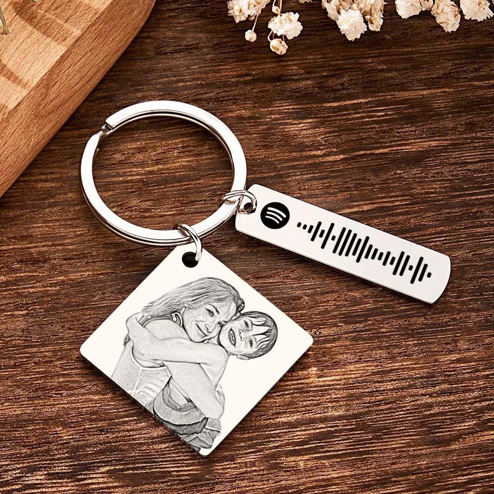 Portachiavi Con Calendario Personalizzato Giorno Speciale Foto Significativa Cuore Forma Quadrata Codice Musicale Portachiavi In metallo Regalo Per La Mamma - soufeelit