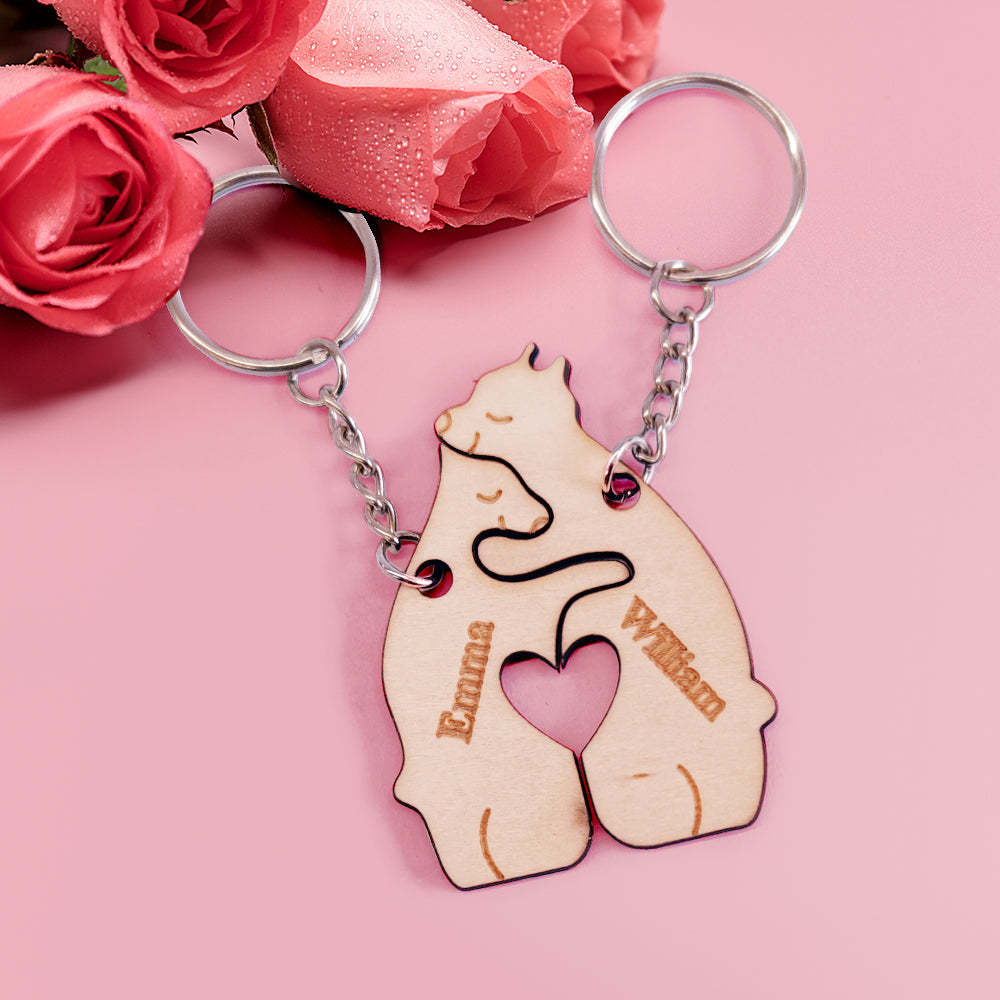 Portachiavi Personalizzato Con Abbinamento Coppia Portachiavi Con Orsetto Personalizzato Regali Di San Valentino Per L'amante - soufeelit