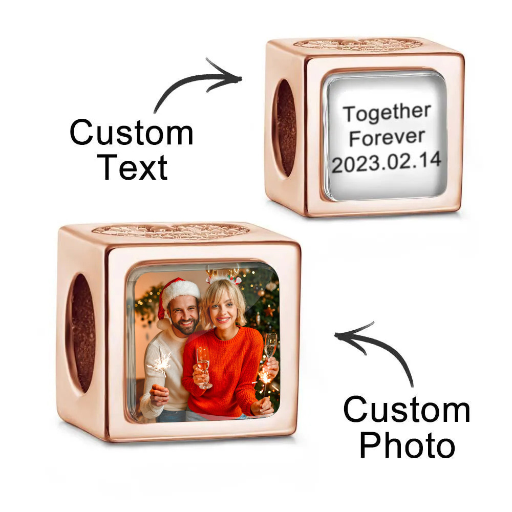 Regali Romantici Per Natale Con Ciondolo Quadrato Con Foto Incisa E Diamante A Forma Di Cuore - soufeelit