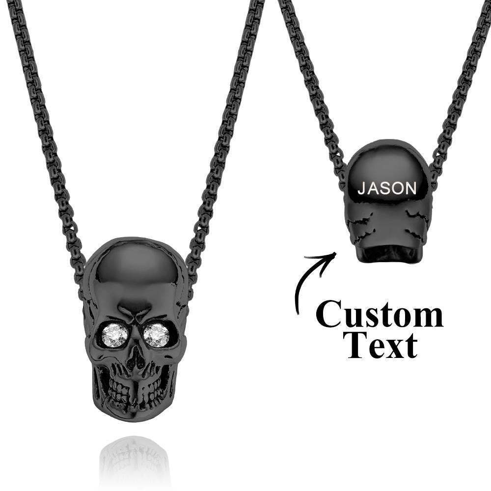 Collana Con Teschio Inciso Con Occhi Di Pietra Portafortuna Regali Creativi Halloween - soufeelit