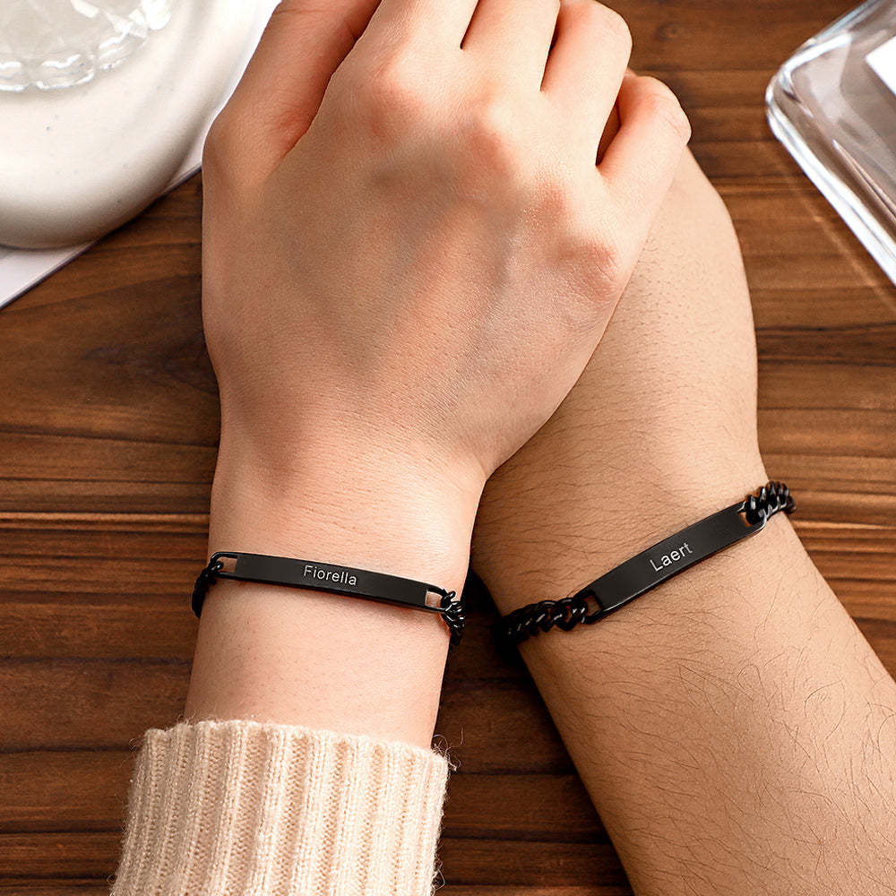 Set Di Catene Di Braccialetti Incisi Personalizzati Bracciale Alla Moda Personalizzato Per Regali Di San Valentino Di Coppie - soufeelit