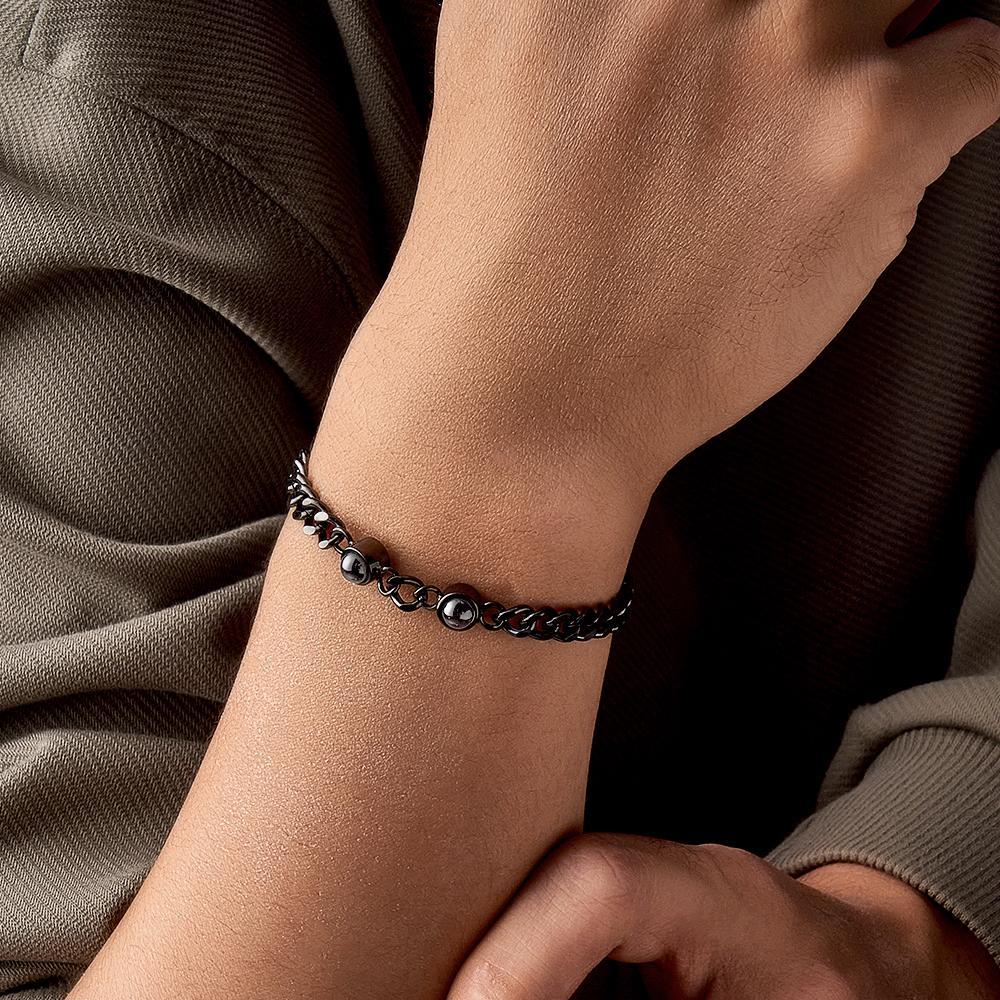 Bracciale Personalizzato Per Proiezione Fotografica. Bracciale Regolabile Personalizzato Con Doppia Perla. Regali Per Coppia - soufeelit