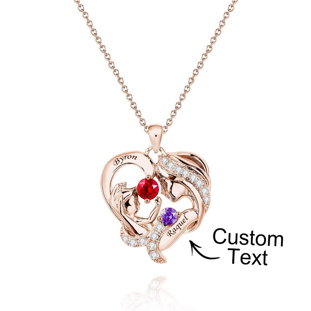 Collana Per Mamma E Bambino Incisa Con Pietre Portafortuna, Regali Caldi Per La Mamma - soufeelit
