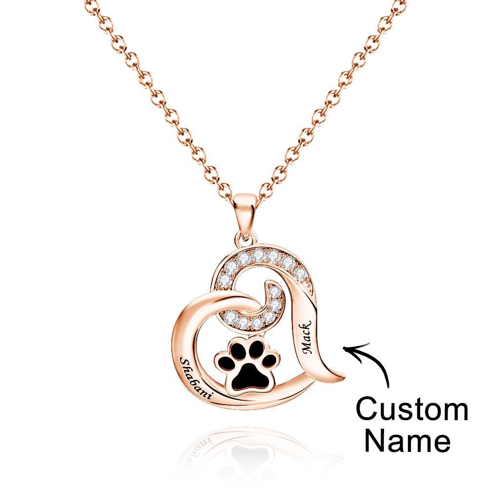 Collana Con Incisione Personalizzata Con Decorazioni A Forma Di Zampa Di Animale Domestico, Regali Per Lei - soufeelit
