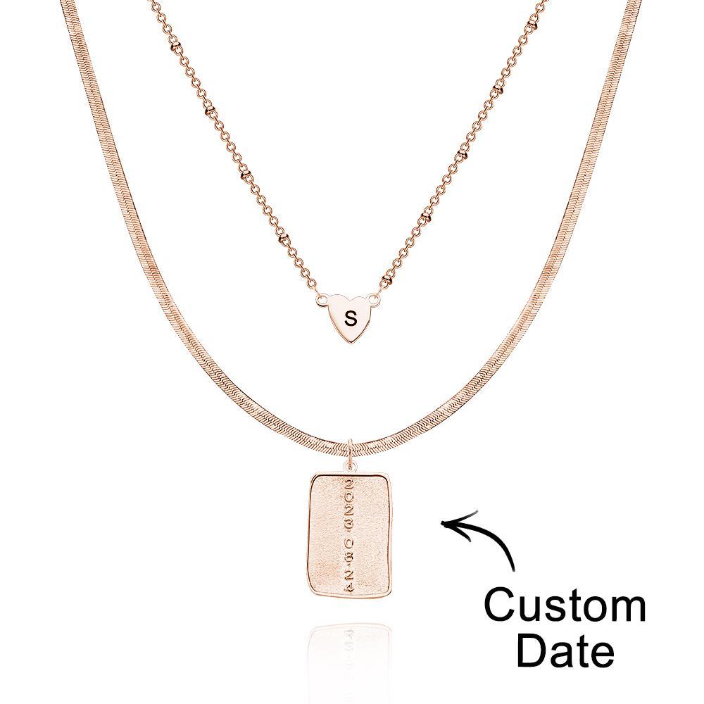 Collana Con Lettera Personalizzata A Strati Collana Con Data Personalizzata Regali Di Anniversario Per Le Donne - soufeelit