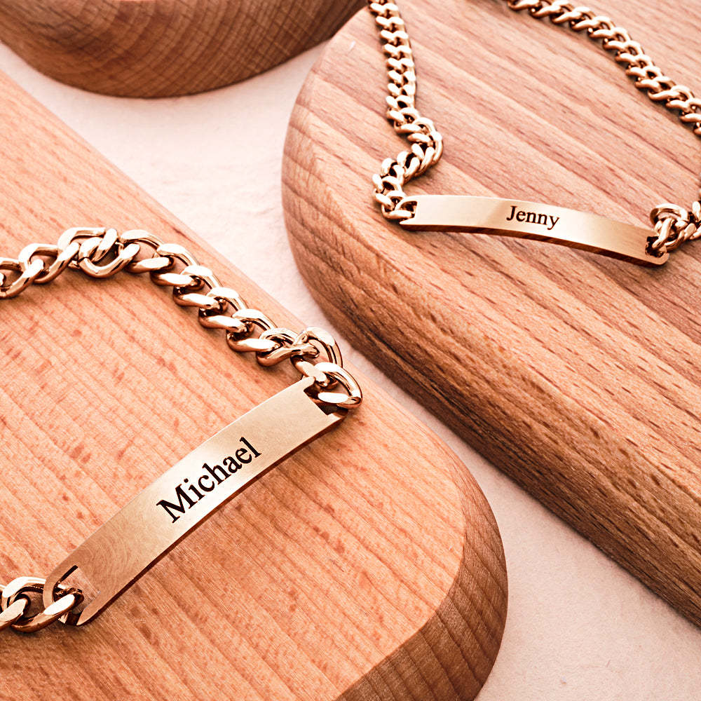 Set Di Catene Di Braccialetti Incisi Personalizzati Bracciale Alla Moda Personalizzato Per Regali Di San Valentino Di Coppie - soufeelit