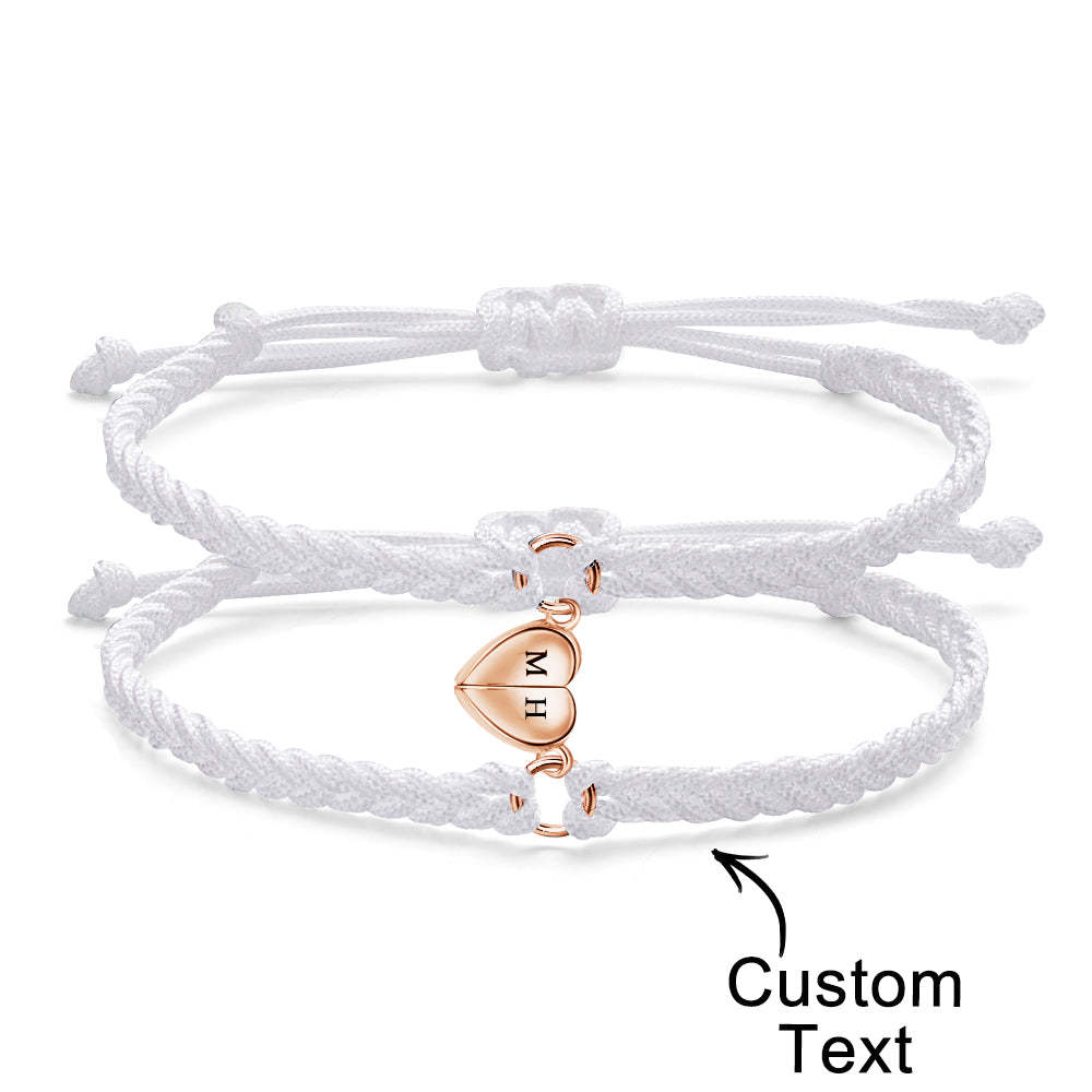 Regalo Per Coppia Magnetica Con Braccialetto Con Lettera Personalizzata E Cuore Intrecciato - soufeelit
