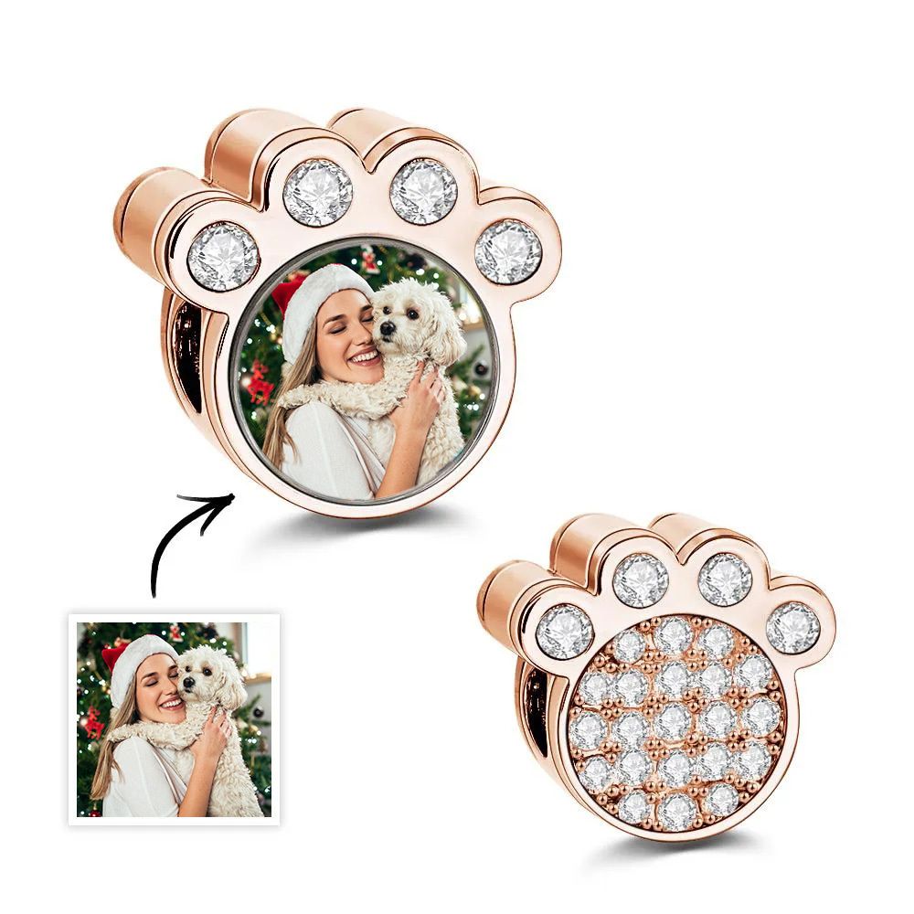 Ciondolo Personalizzato Con Foto Della Zampa Del Braccialetto. Ciondolo Con Immagine Personalizzata. Perlina Con Foto Di Animale Domestico Carino, Adatto Per Collana, Braccialetto, Regalo Di Anniversario Per Natale - soufeelit