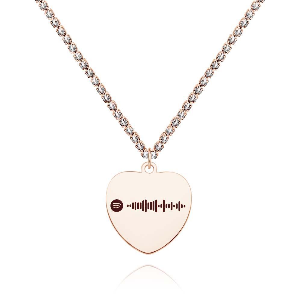 Collana Con Codice Spotify Personalizzato, Collana Con Catena Da Tennis, Collana Con Incisione, Regali Per Coppie - soufeelit