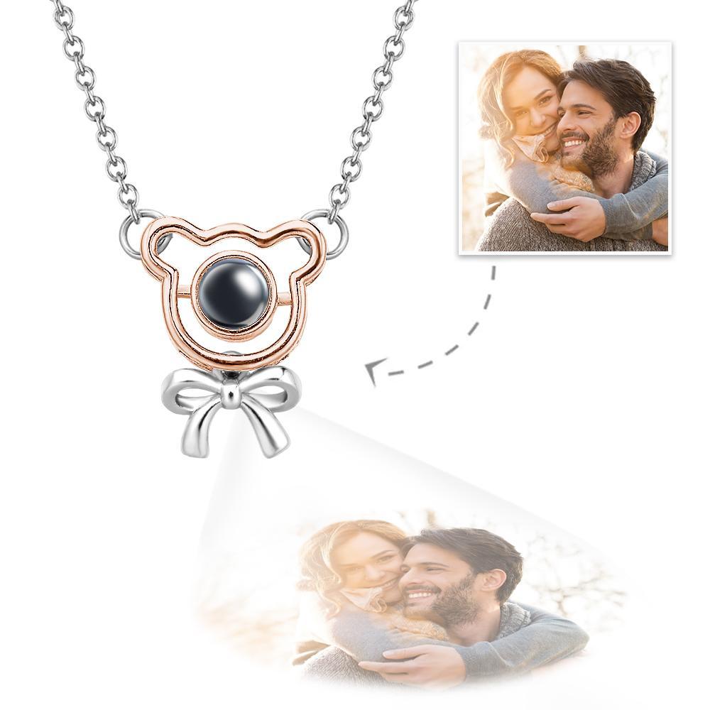 Collana Con Proiezione Personalizzata, Orsetto Con Fiocco, Regalo Carino Per Ragazza - soufeelit