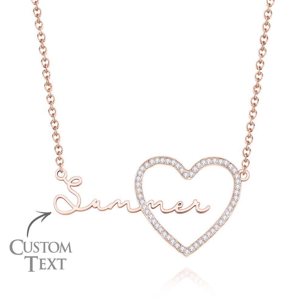 Collana Con Nome Personalizzato Collana Con Nome Ghiacciato A Forma Di Cuore, Collana Scavata, Regalo Di Gioielli Per Lei - soufeelit