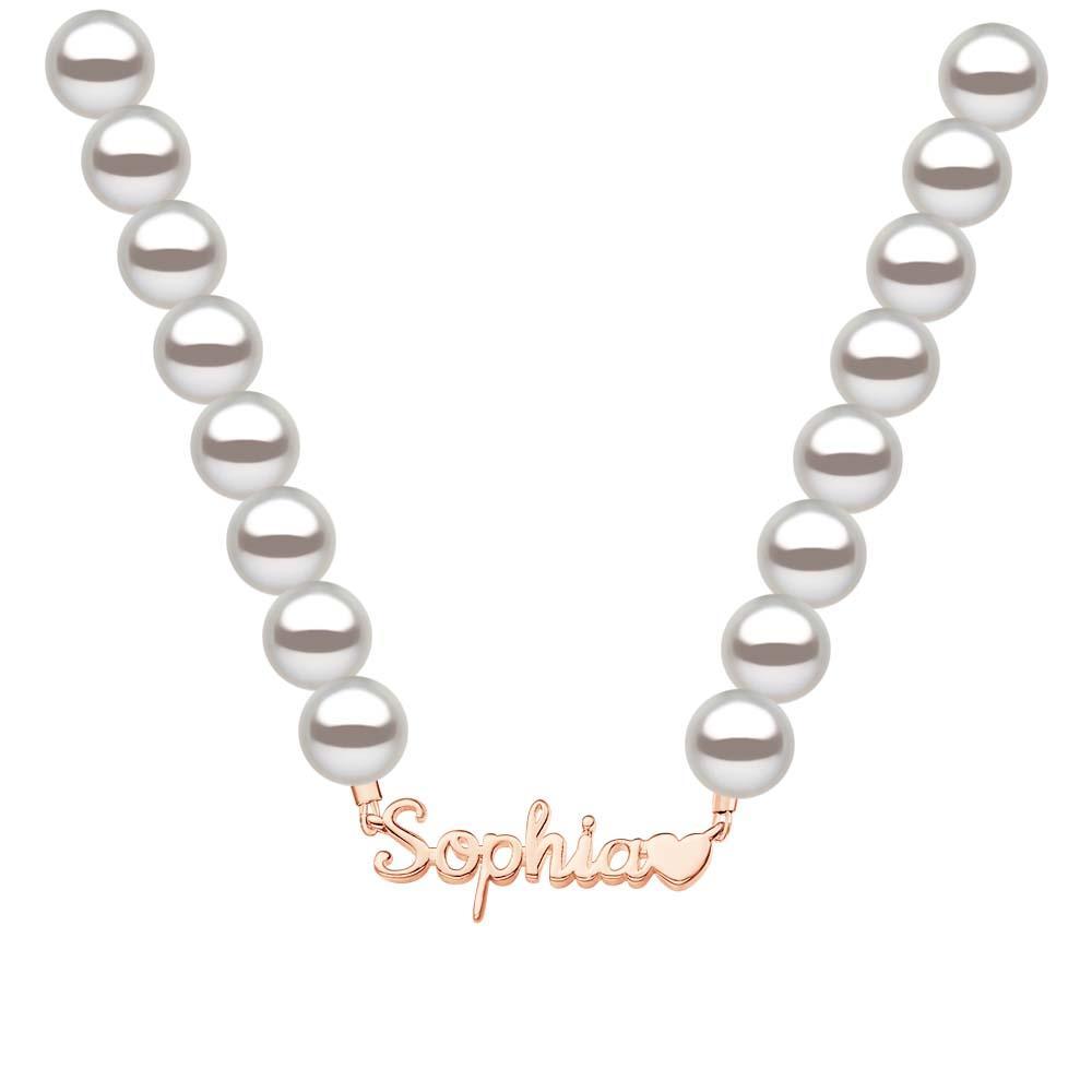 Collana Con Catena Di Perle Con Nome Personalizzato, Cuore, Regalo Classico Per Lei - soufeelit
