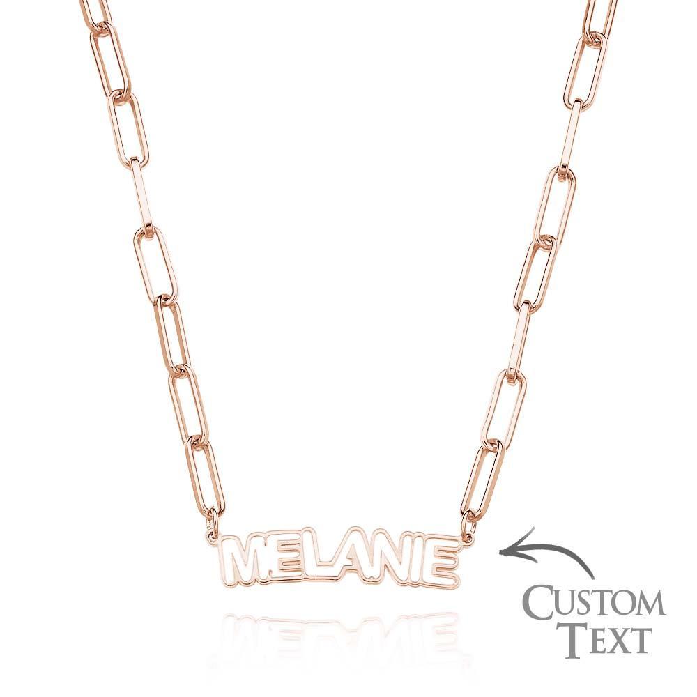 Collana Con Nome Personalizzato Scavato, Regali Eleganti Di Gioielli Con Ciondolo Per Lei - soufeelit