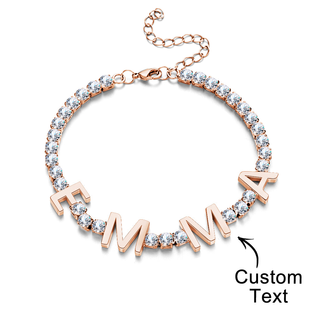 Gioielli Hiphop Con Bracciale A Catena Da Tennis Con Nome Personalizzato E Lettera Per Regalo - soufeelit