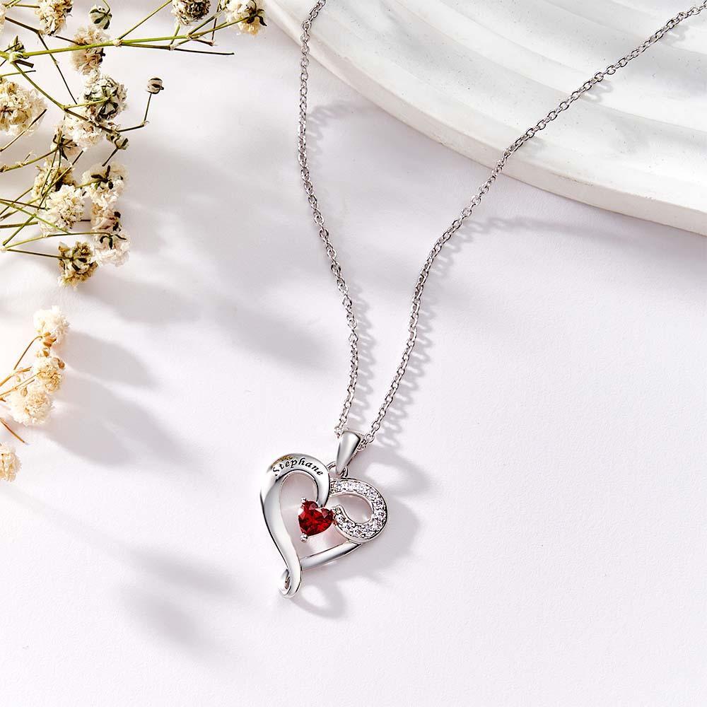 Collana Con Pietra Portafortuna Con Nome Personalizzato Ciondolo A Forma Di Cuore Con Zirconi Creativi Per Donna - soufeelit