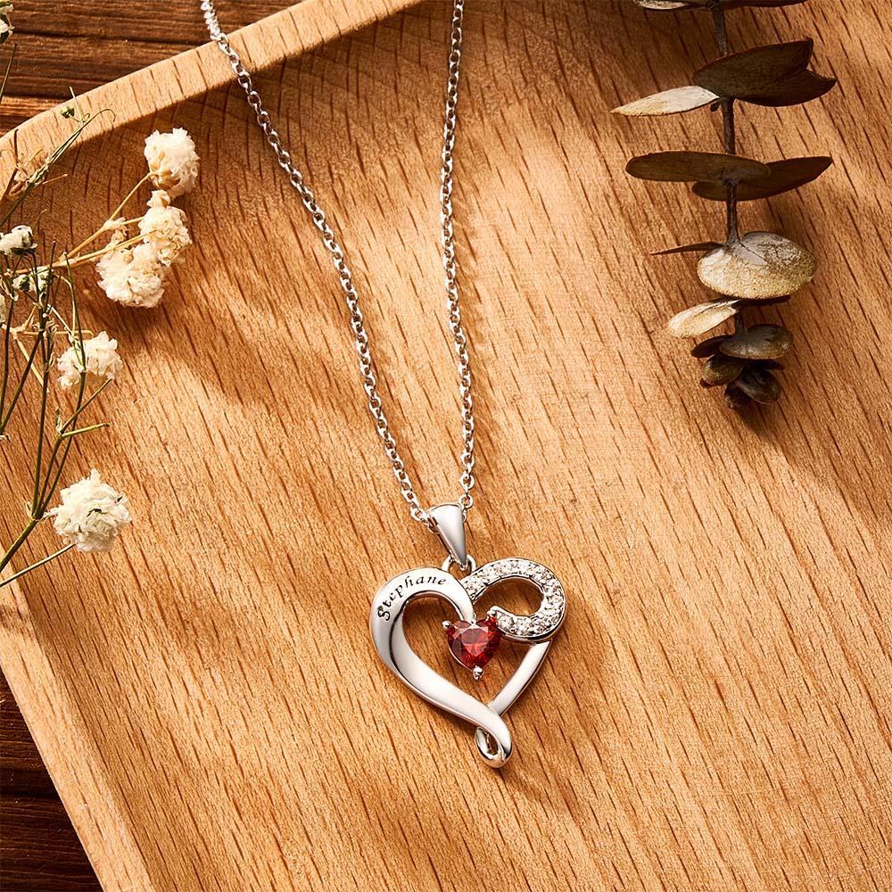 Collana Con Pietra Portafortuna Con Nome Personalizzato Ciondolo A Forma Di Cuore Con Zirconi Creativi Per Donna - soufeelit