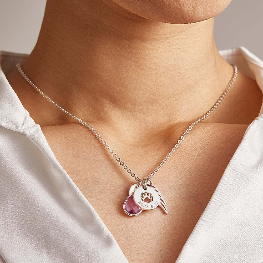 Collana Con Pietra Portafortuna Incisa Personalizzata, Regalo Commemorativo Per Gli Amanti Degli Animali Domestici - soufeelit