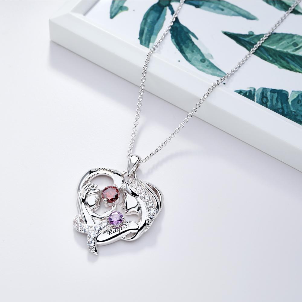 Collana Per Mamma E Bambino Incisa Con Pietre Portafortuna, Regali Caldi Per La Mamma - soufeelit