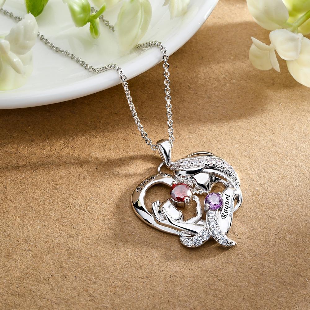 Collana Per Mamma E Bambino Incisa Con Pietre Portafortuna, Regali Caldi Per La Mamma - soufeelit