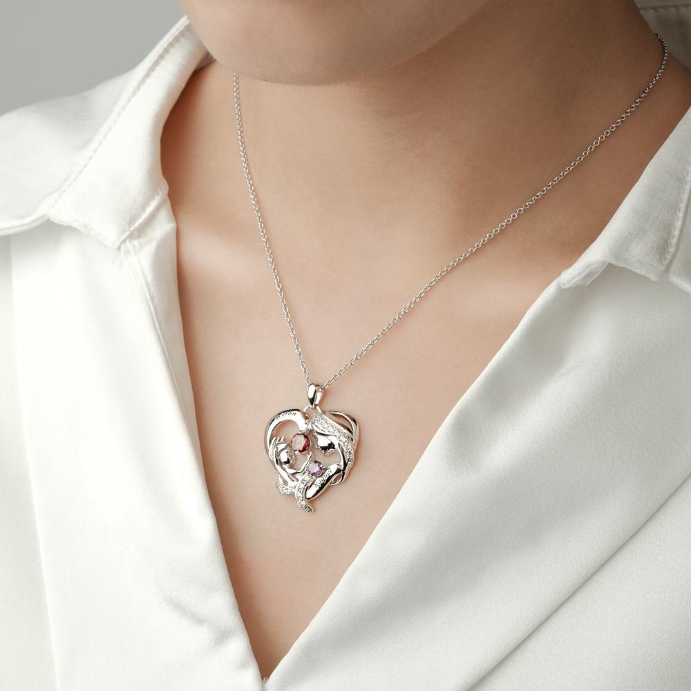Collana Per Mamma E Bambino Incisa Con Pietre Portafortuna, Regali Caldi Per La Mamma - soufeelit