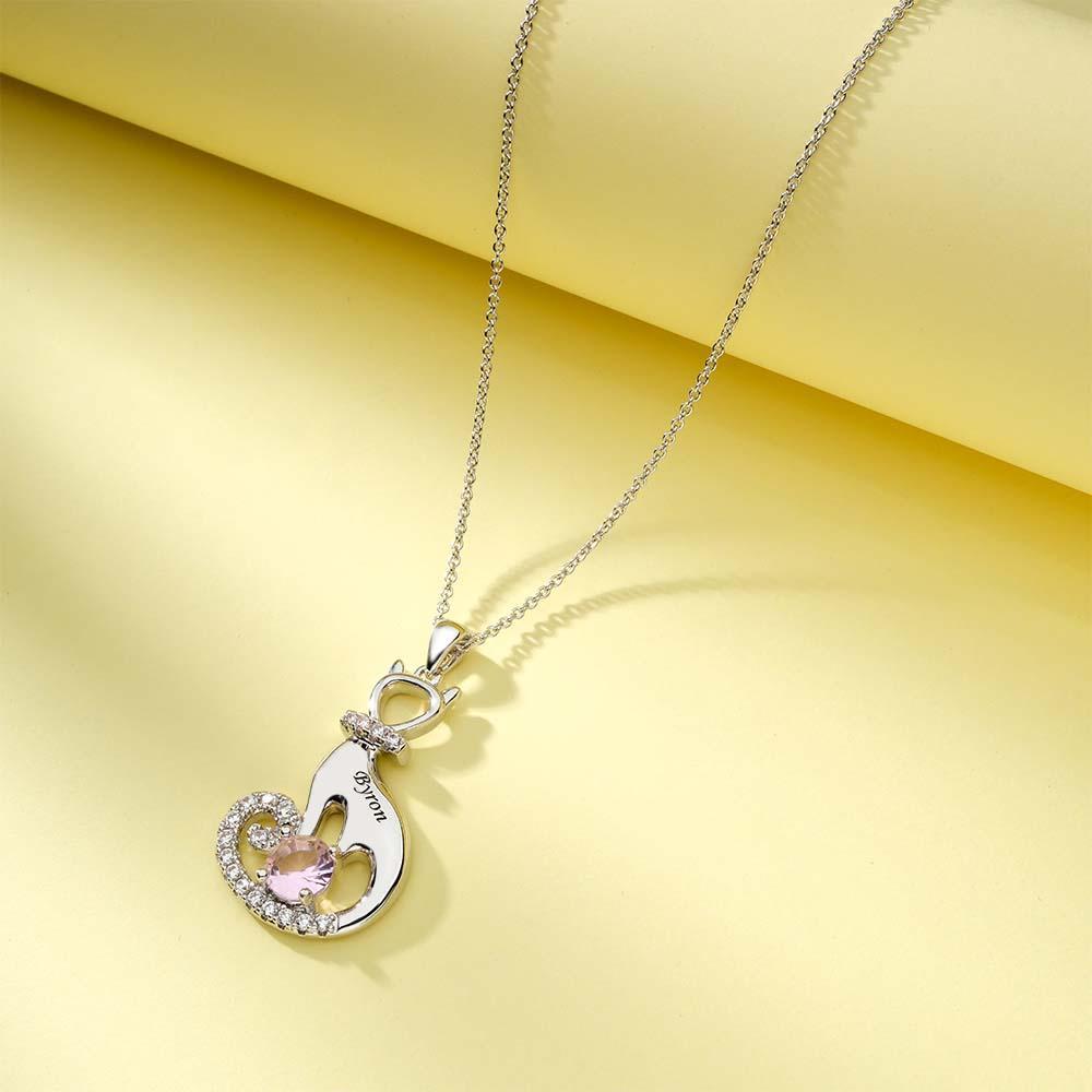 Collana Con Pietra Portafortuna Di Gatto Adorabile Con Testo Regalo Unico Di Gioielli Con Ciondolo In Zircone Per Le Donne - soufeelit