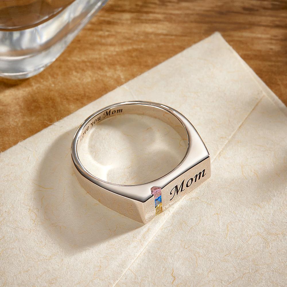 Anello Con Pietra Portafortuna Con Testo Personalizzato Anello Di Famiglia Personalizzato Regalo Per Lei - soufeelit