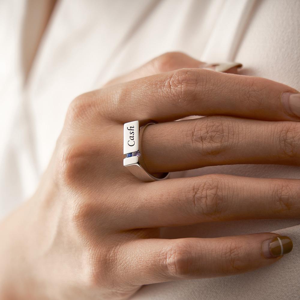 Anello Con Pietra Portafortuna Con Testo Personalizzato Anello Di Famiglia Personalizzato Regalo Per Lei - soufeelit