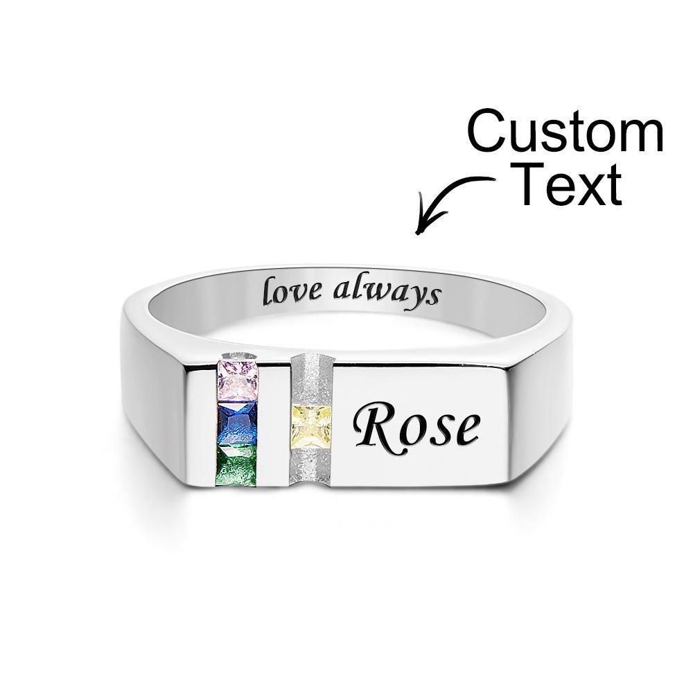 Anello Con Pietra Portafortuna Con Testo Personalizzato Anello Di Famiglia Personalizzato Regalo Per Lei - soufeelit