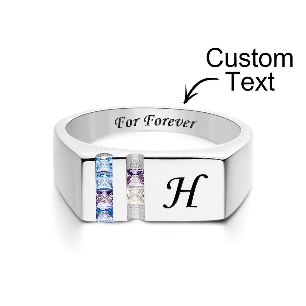 Anello Con Pietra Portafortuna Con Testo Personalizzato Anello Di Famiglia Personalizzato Regalo Per Lei - soufeelit
