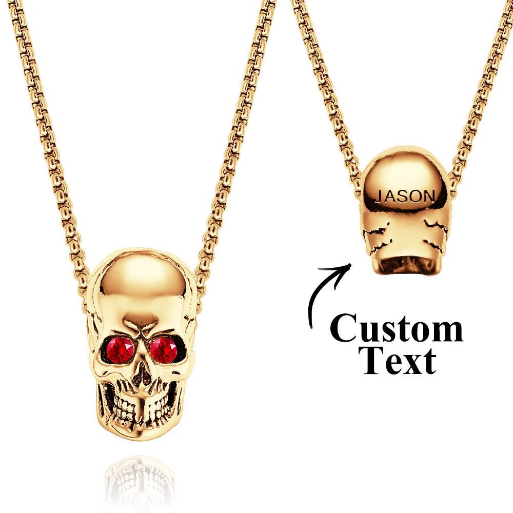Collana Con Teschio Inciso Con Occhi Di Pietra Portafortuna Regali Creativi Halloween - soufeelit