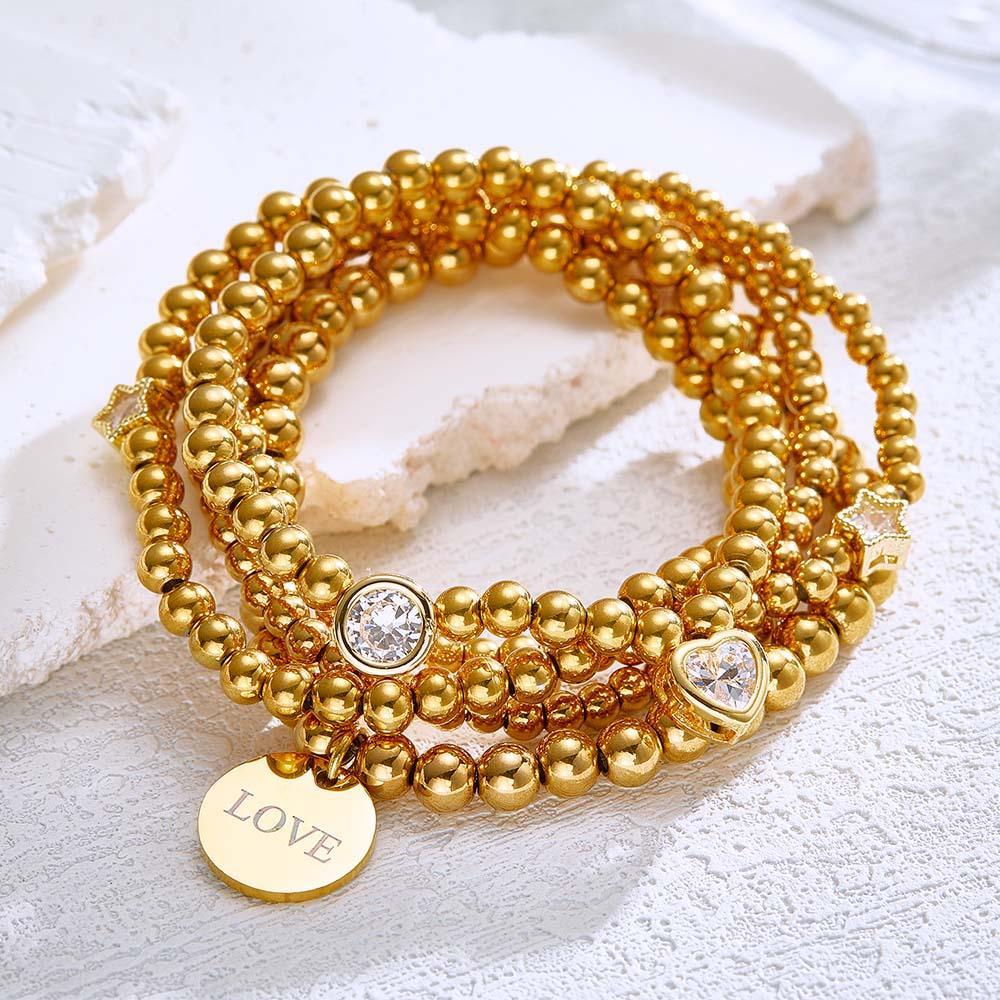 Bracciale Personalizzato Con Pietra Portafortuna Incisa In Stile Bohémien, Regalo Per La Festa Della Mamma - soufeelit