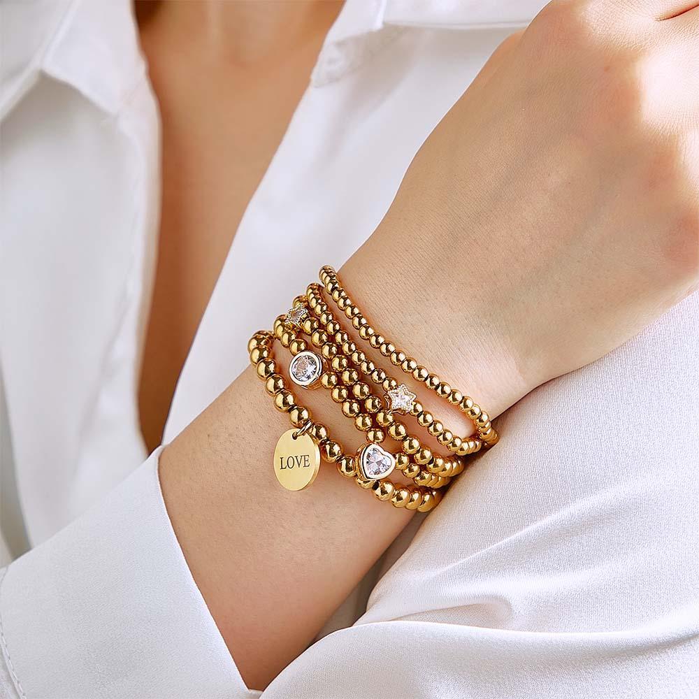 Bracciale Personalizzato Con Pietra Portafortuna Incisa In Stile Bohémien, Regalo Per La Festa Della Mamma - soufeelit