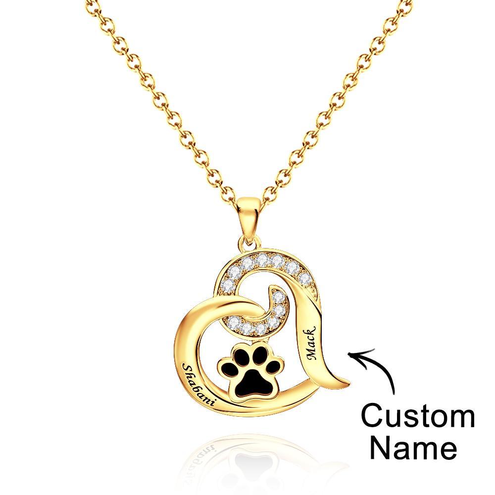 Collana Con Incisione Personalizzata Con Decorazioni A Forma Di Zampa Di Animale Domestico, Regali Per Lei - soufeelit