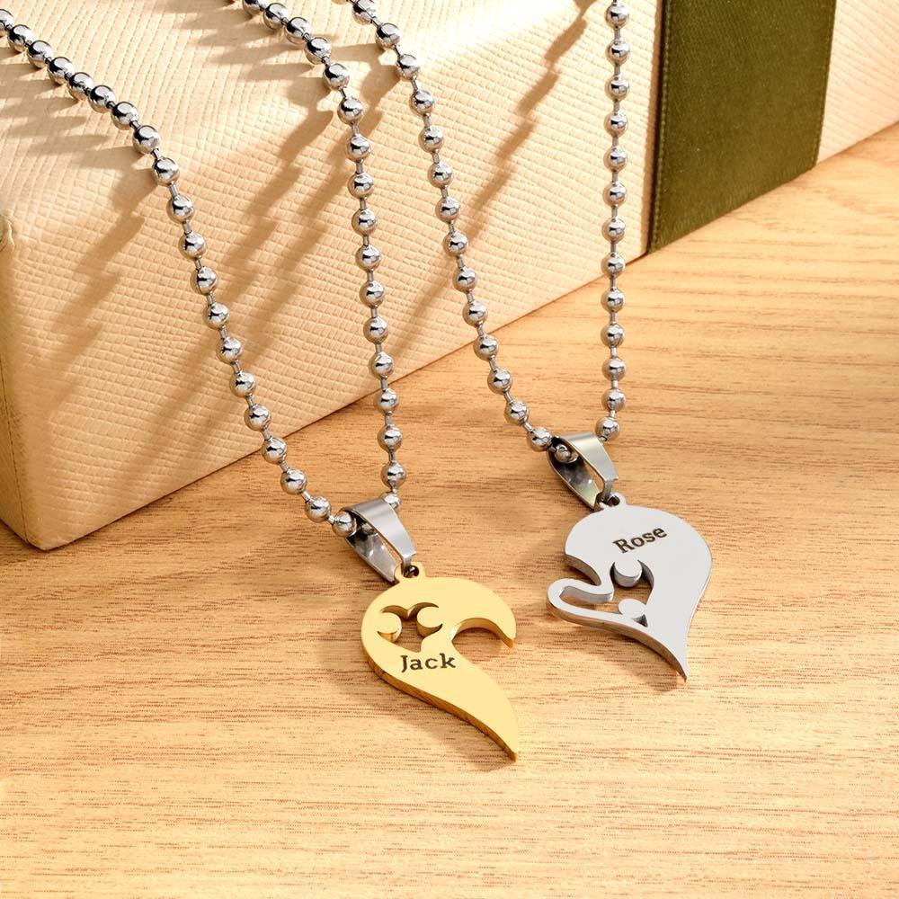Set Di Collane Con Strass Ti Amo Con Incisione Personalizzata, Splendida Collana Con Cuore D'amore Per Coppie - soufeelit