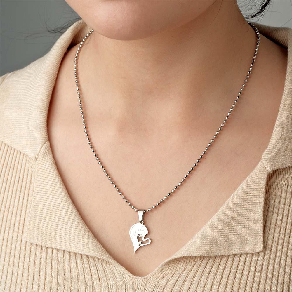 Set Di Collane Con Strass Ti Amo Con Incisione Personalizzata, Splendida Collana Con Cuore D'amore Per Coppie - soufeelit